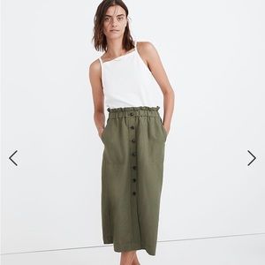 Madewell Paper Bag Button Front Midi Skirt
